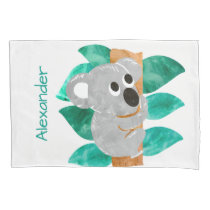 Personalized Watercolor Koala Bear Kids Animal Pillow Case