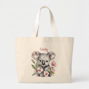 Personalized Watercolor Koala Bear Tote Bag