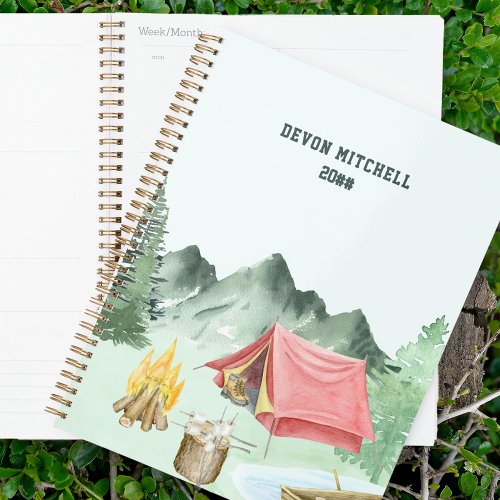 Personalized Watercolor Lakeside Camping Planner