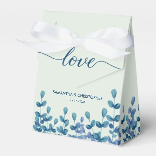 Personalized Watercolor leaves Green Blue Elegant  Favor Boxes