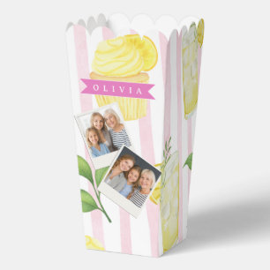 Personalized Watercolor Lemonade Cupcake Stripe Favor Boxes