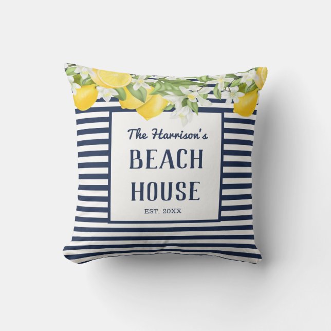 Personalized Watercolor Lemons  Lumbar Pillow (Front)