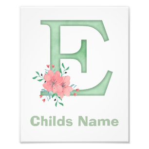 Personalized Watercolor Letter E Photo Print