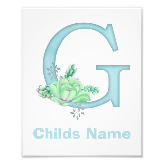 Personalized Watercolor Letter G Photo Print