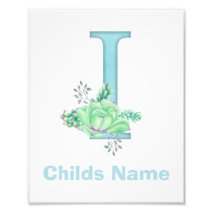 Personalized Watercolor Letter I Photo Print