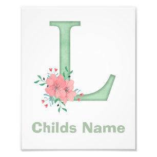 Personalized Watercolor Letter L Photo Print