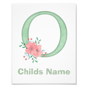 Personalized Watercolor Letter O Photo Print