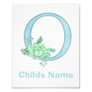 Personalized Watercolor Letter O Photo Print