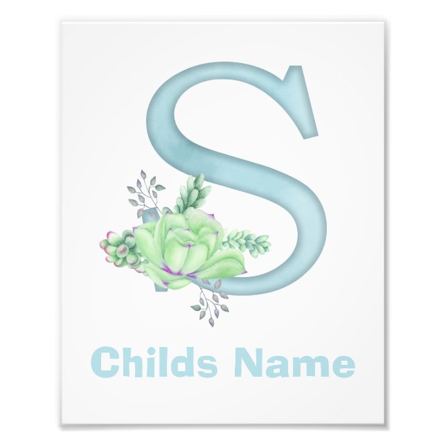 Personalized Watercolor Letter R Photo Print (Front)