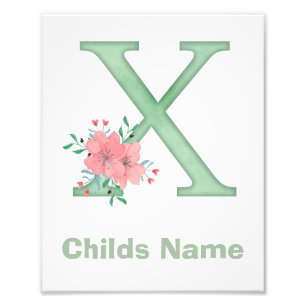 Personalized Watercolor Letter X Photo Print