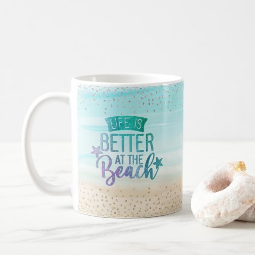 Personalized Watercolor Life Is Better Beach Coffee Mug