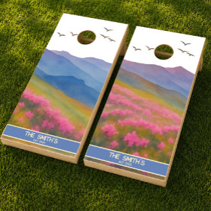 Personalized Watercolor Mountain Cornhole Set