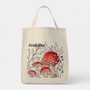 Personalized Watercolor Mushroom Tote