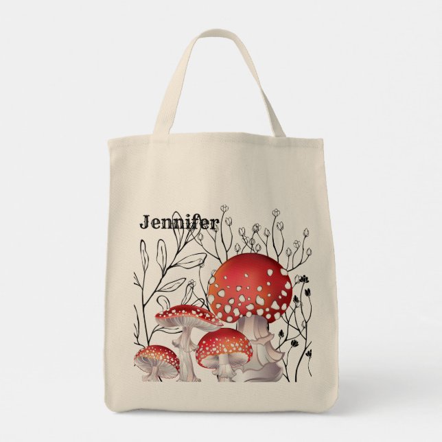 Personalized Watercolor Mushroom Tote (Back)