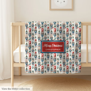 Personalized watercolor nutcracker baby gift throw blanket