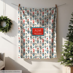 Personalized watercolor nutcracker traditional fleece blanket