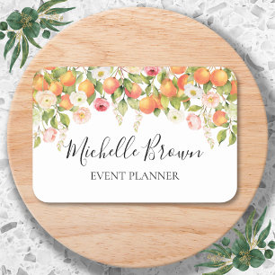 Personalized Watercolor Orange Floral Elegant Name Tag