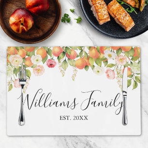 Personalized Watercolor Orange Floral Elegant Placemat