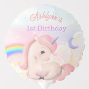 Personalized Watercolor Pastel Rainbow Unicorn Balloon