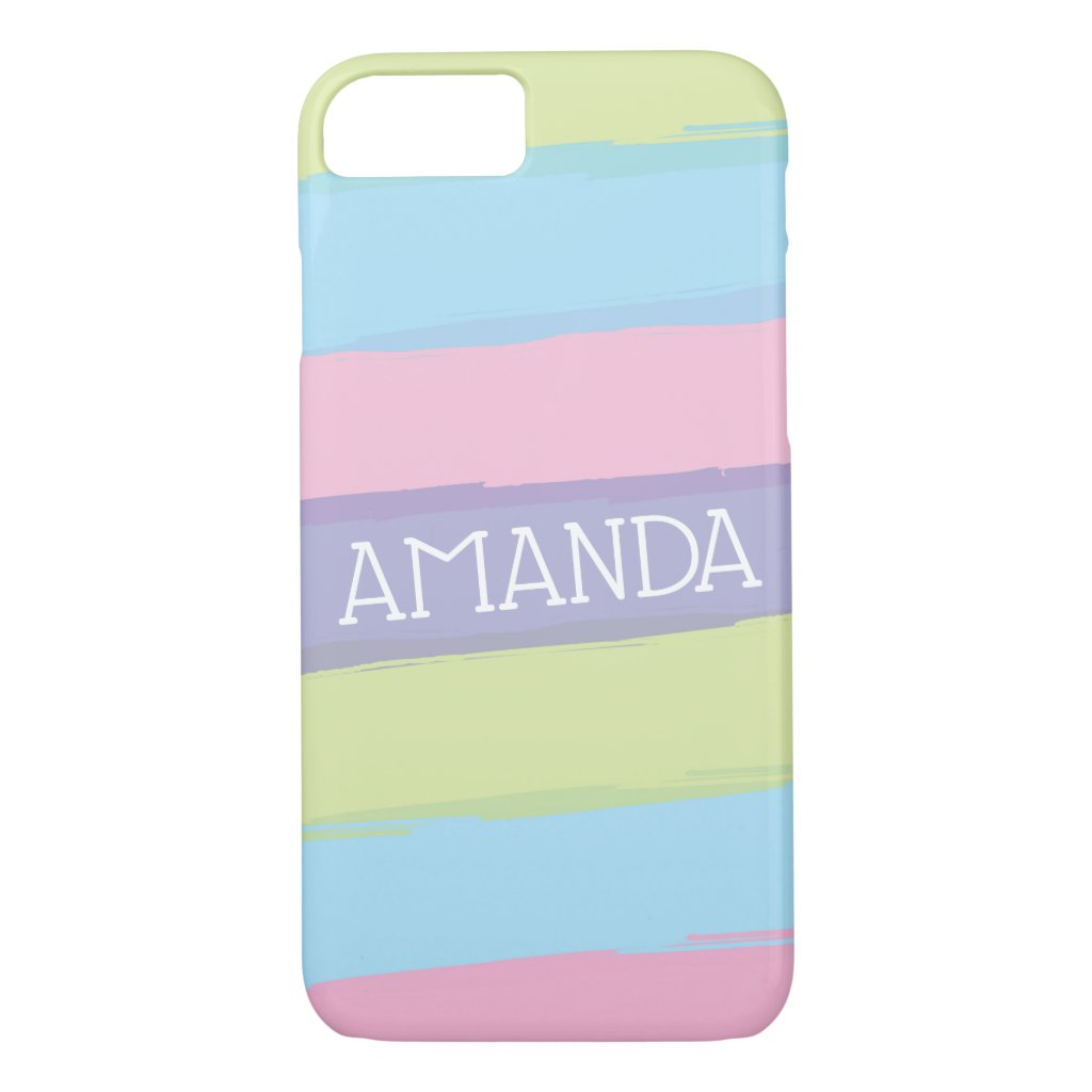 Personalized Watercolor Pastel Stripes iPhone 8/7 Case