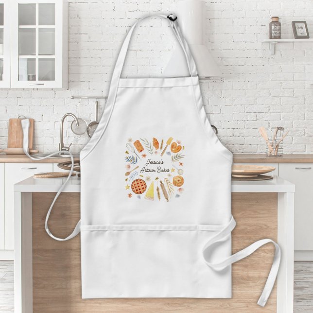 Personalized Watercolor Pastry Baking Bakery Adult Apron (In situ)