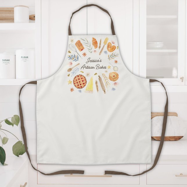Personalized Watercolor Pastry Baking Bakery Apron (In situ)