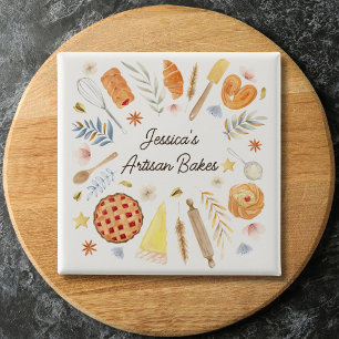 Personalized Watercolor Pastry Baking Bakery Button