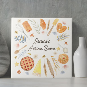 Personalized Watercolor Pastry Baking Bakery Ceramic Tile