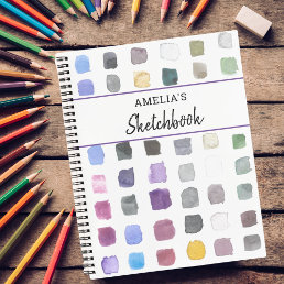 Personalized Watercolor Pattern Sketchbook  Notebook