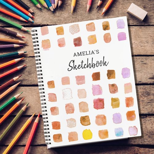 Personalized Watercolor Pattern Sketchbook  Notebook