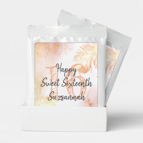 Personalized Watercolor Peach and Yellow Sweet 16  Hot Chocolate Drink Mix