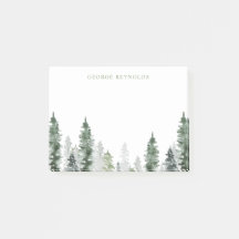 Personalized Watercolor Pine Tree Sticky Notes