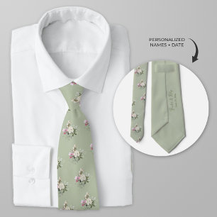 Personalized Watercolor Pink Roses Neck Tie