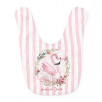 Personalized Watercolor Pink Swan Name Baby Bib Personalized Watercolor Pink Swan Name Baby Bib