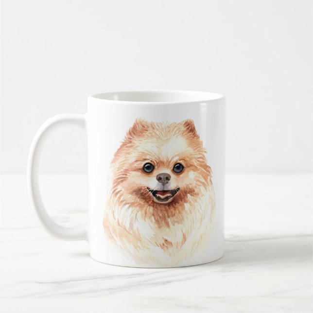 Personalized Watercolor Pomeranian Coffee Mug (Left)