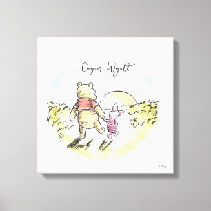 Personalized Watercolor Pooh & Piglet Canvas Print