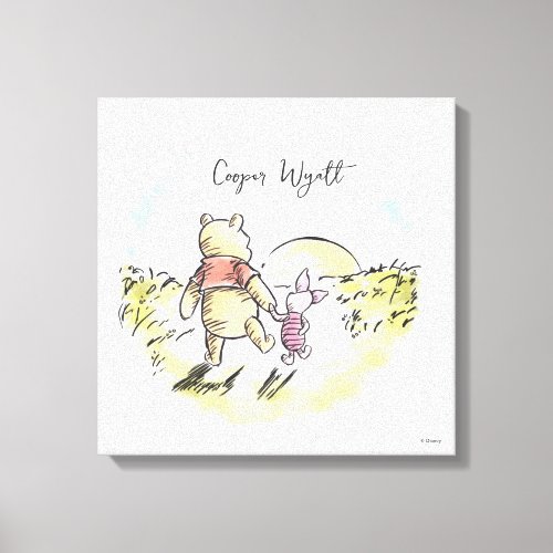 Personalized Watercolor Pooh  Piglet Canvas Print