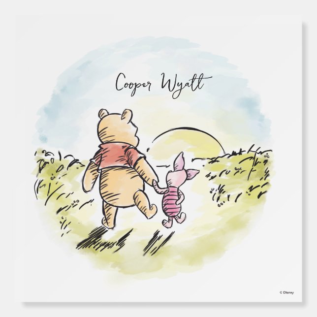Personalized Watercolor Pooh & Piglet Foam Board (Front)