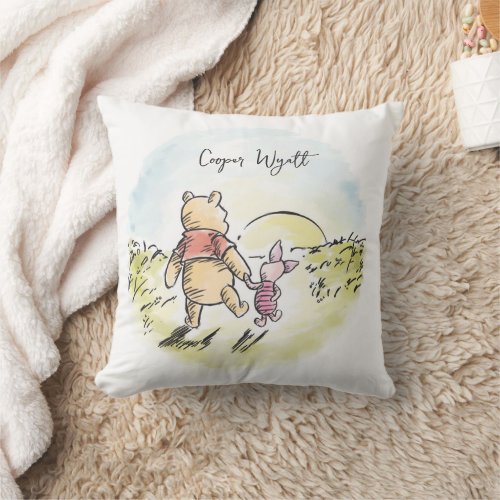 Personalized Watercolor Pooh  Piglet Throw Pillow