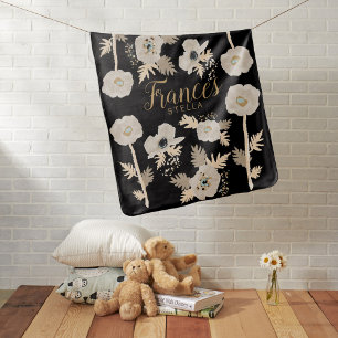 Personalized Watercolor Poppies Floral Baby Blanket