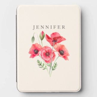 Personalized Watercolor Poppy Floral Kindle Cover