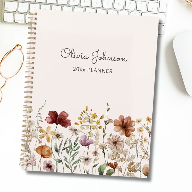 Personalized Watercolor Pretty Wildflower Floral  Planner (In situ)