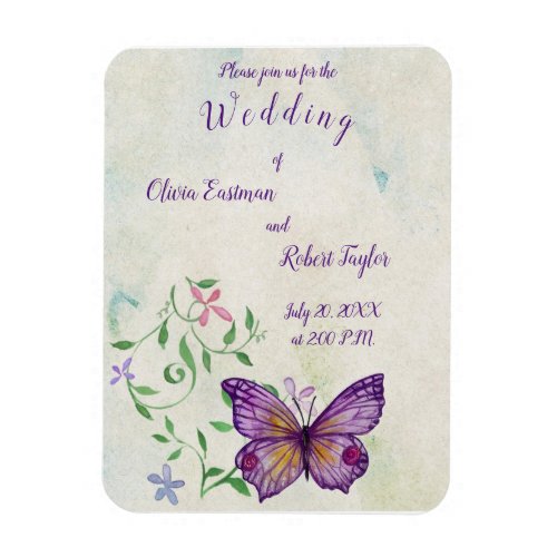 Personalized watercolor purple butterfly magnet