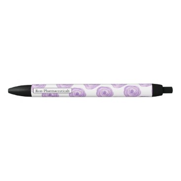 Personalized Watercolor Purple Flower Black Ink Pen