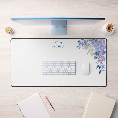  Personalized Watercolor Purple Hydrangeas Desk Mat