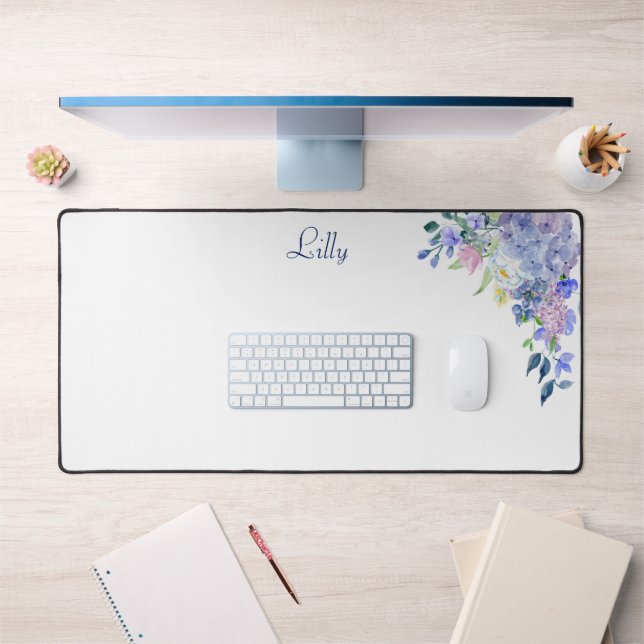  Personalized Watercolor Purple Hydrangeas Desk Mat (Office 1)