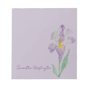 Personalized Watercolor Purple Iris Notepad