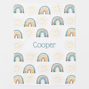PERSONALIZED WATERCOLOR RAINBOW BABY BLANKET