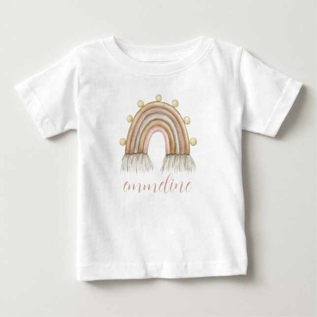 Personalized Watercolor Rainbow Baby T-Shirt (Front)