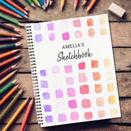 Personalized Watercolor Rainbow Colors Sketchbook  Notebook